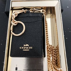 Coach Glitter ID Lanyard/Key Ring Set (New)